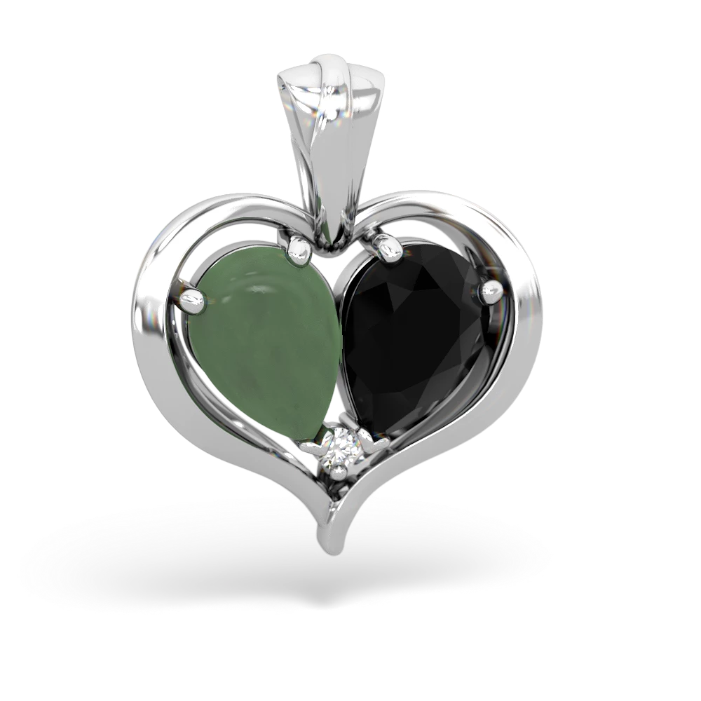 Jade Two Become One 14K White Gold pendant P5330