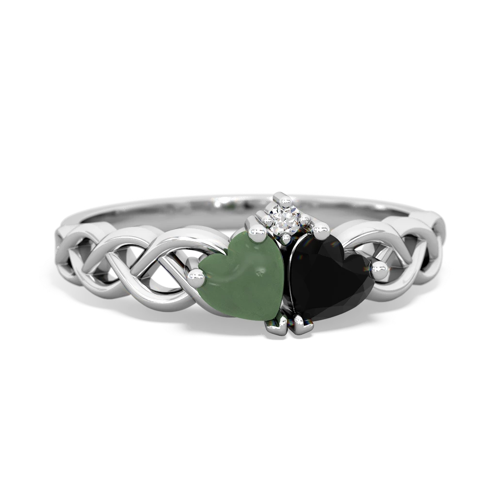 Jade Heart To Heart Braid 14K White Gold ring R5870