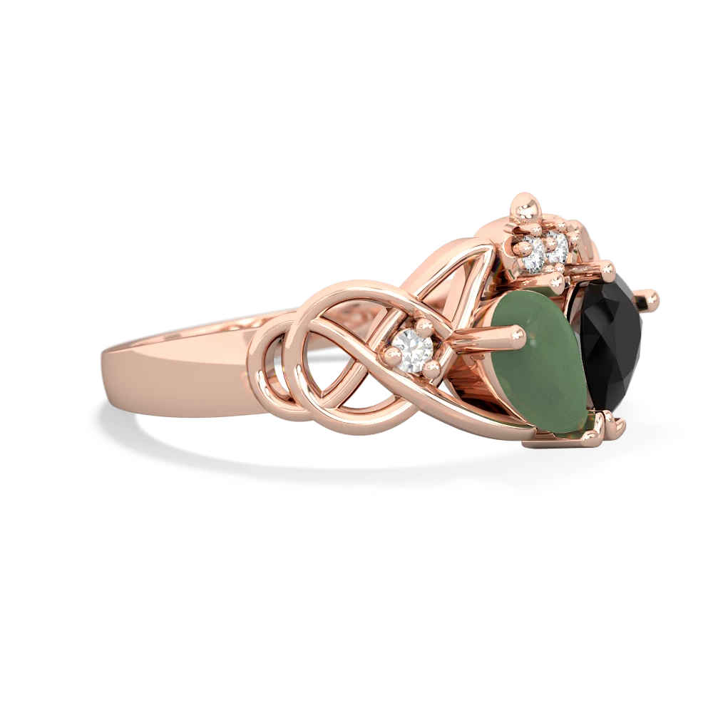 Jade 'One Heart' Celtic Knot Claddagh 14K Rose Gold ring R5322