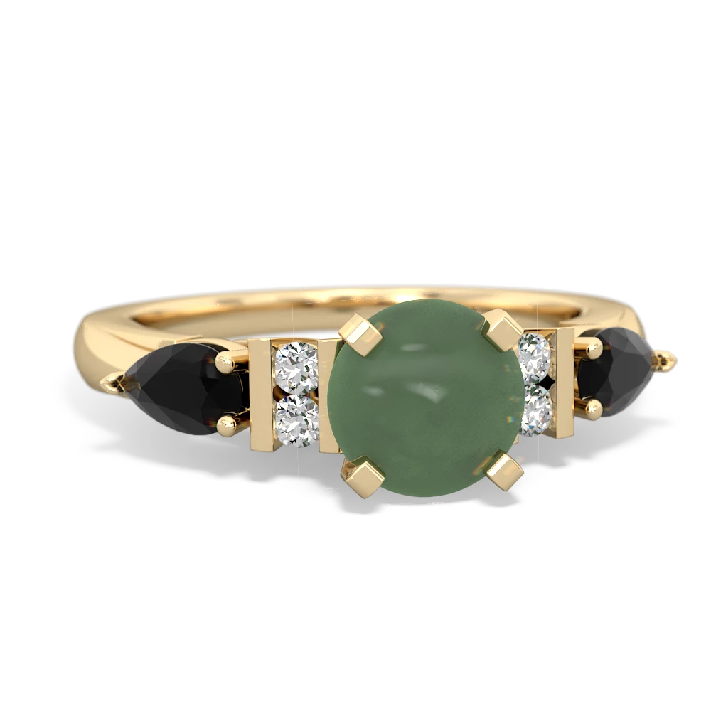 Jade 6Mm Round Eternal Embrace Engagement 14K Yellow Gold ring R2005