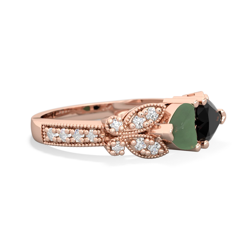 Jade Diamond Butterflies 14K Rose Gold ring R5601