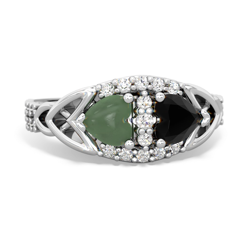 Jade Sparkling Celtic Knot 14K White Gold ring R2645