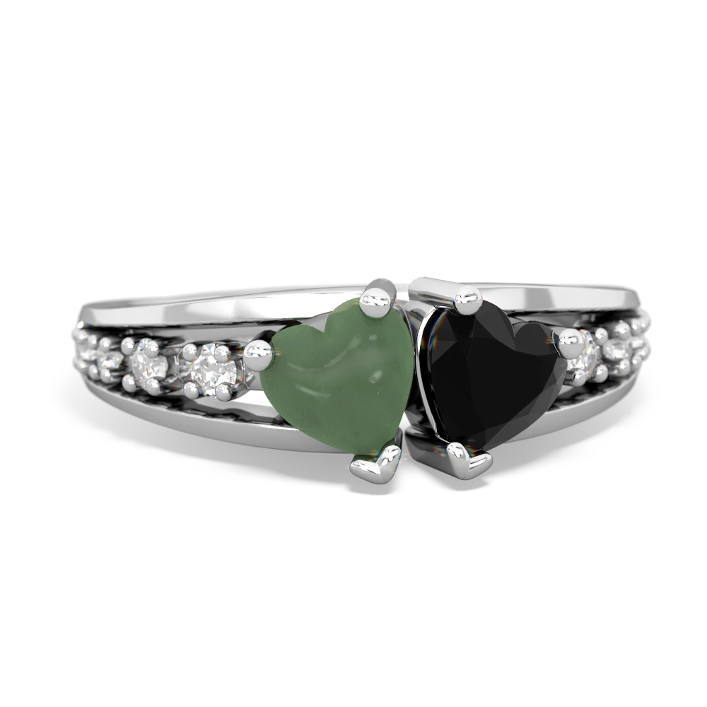 Jade Heart To Heart 14K White Gold ring R3342