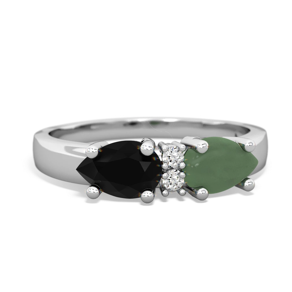 Jade Pear Bowtie 14K White Gold ring R0865