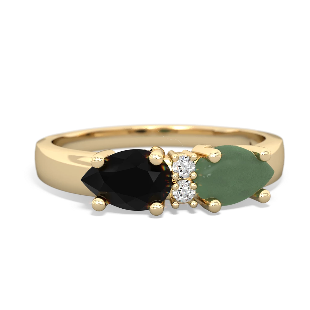 Jade Pear Bowtie 14K Yellow Gold ring R0865