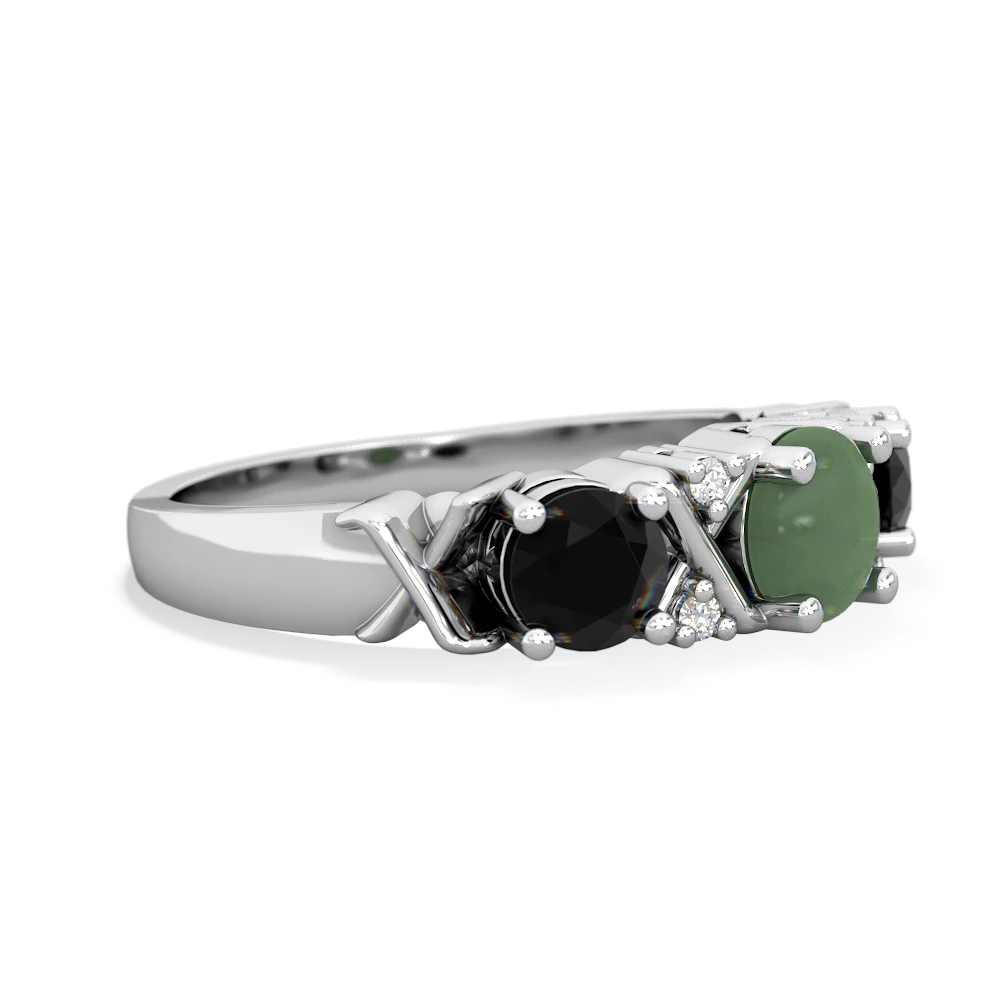 Jade Hugs And Kisses 14K White Gold ring R5016