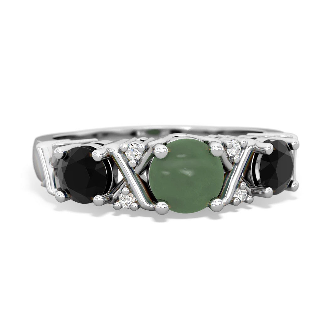 Jade Hugs And Kisses 14K White Gold ring R5016