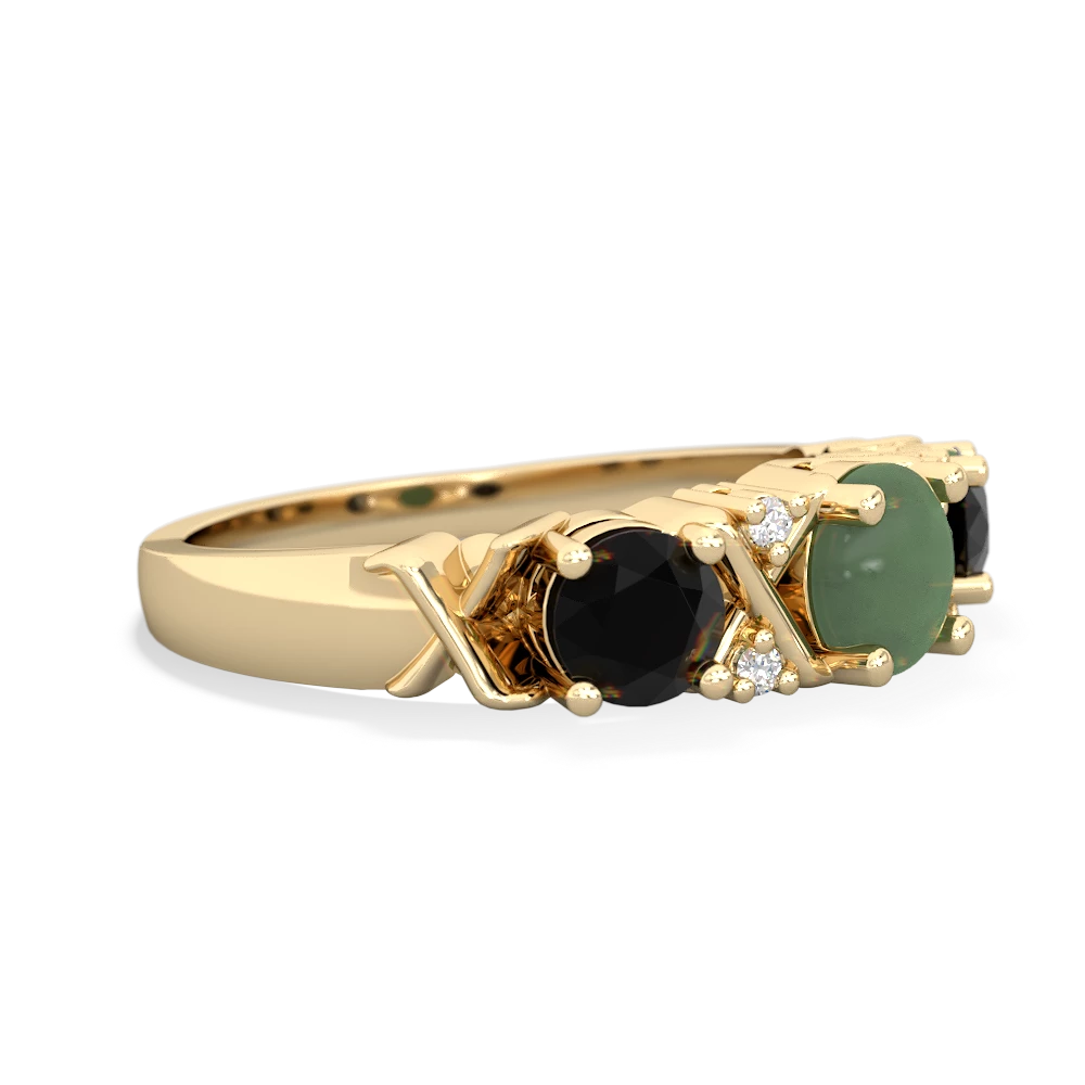 Jade Hugs And Kisses 14K Yellow Gold ring R5016