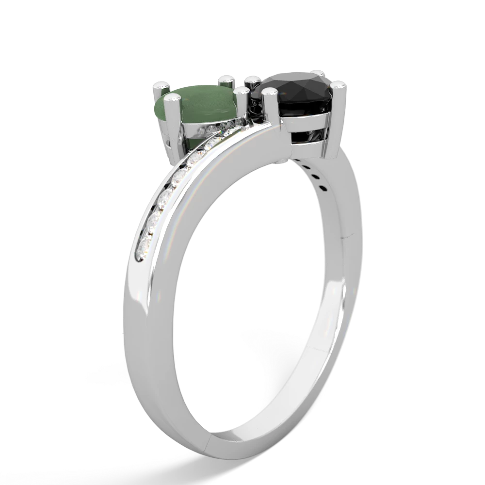 Jade Channel Set Two Stone 14K White Gold ring R5303