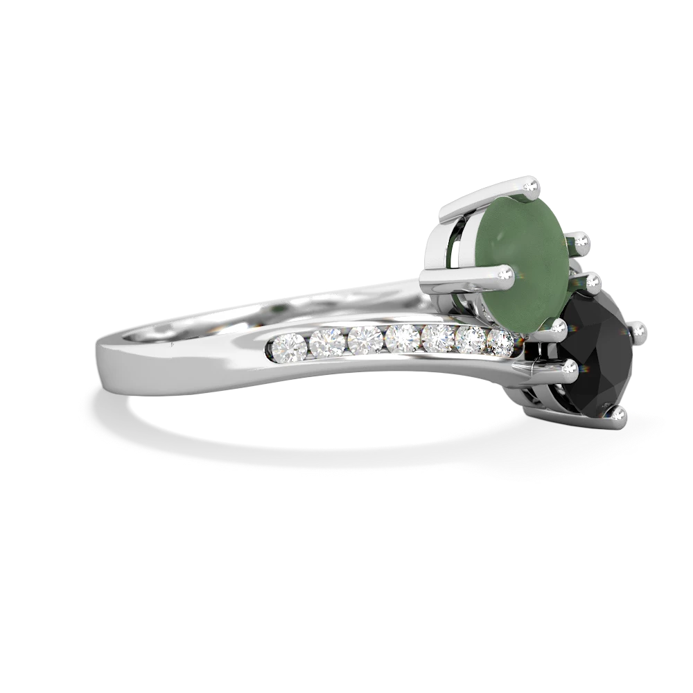 Jade Channel Set Two Stone 14K White Gold ring R5303