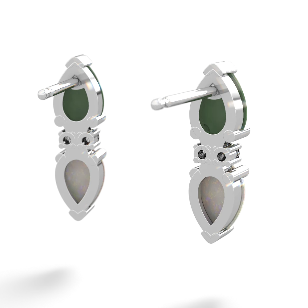 Jade Bowtie Drop 14K White Gold earrings E0865