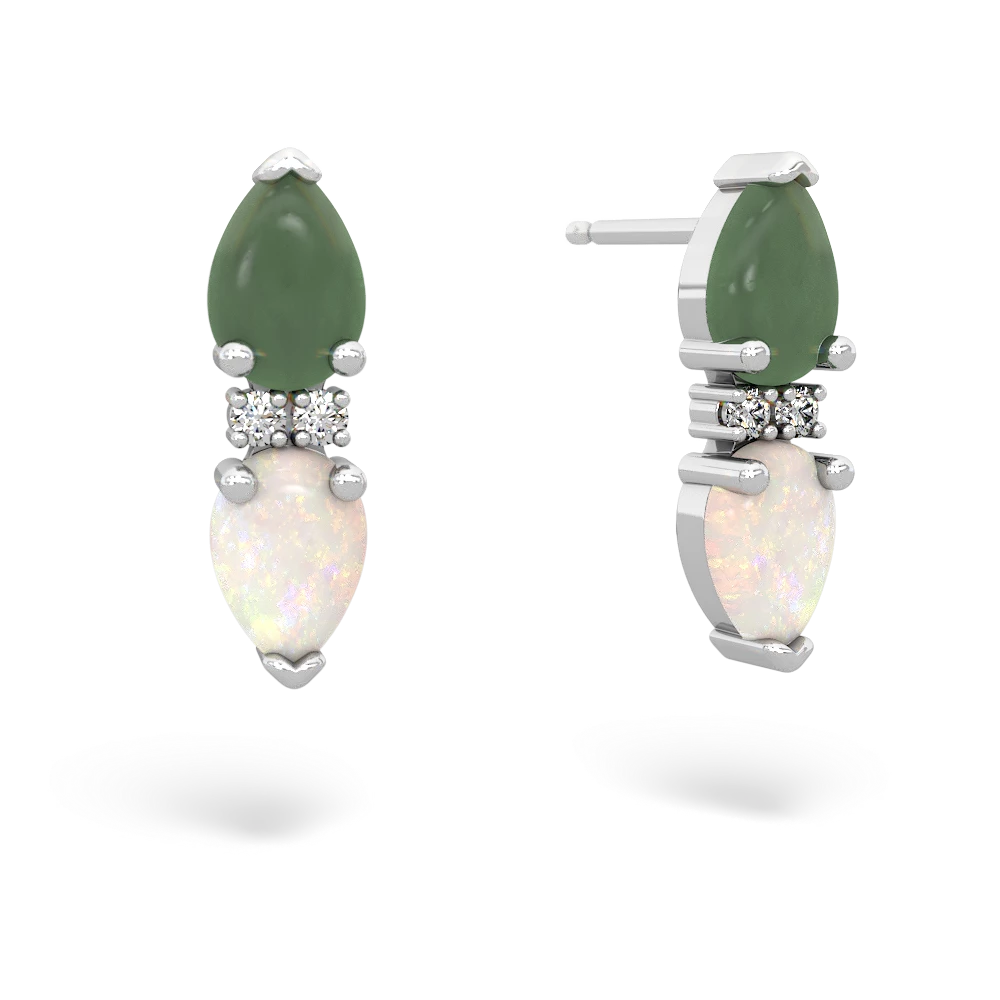 Jade Bowtie Drop 14K White Gold earrings E0865