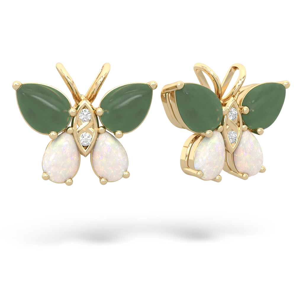 Jade Butterfly 14K Yellow Gold earrings E2215