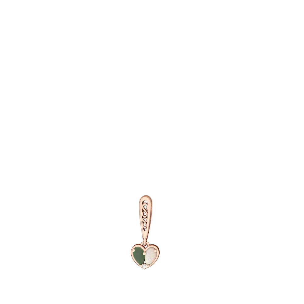 Jade Filligree Heart 14K Rose Gold earrings E5070