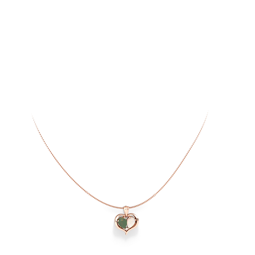 Jade Two Become One 14K Rose Gold pendant P5330