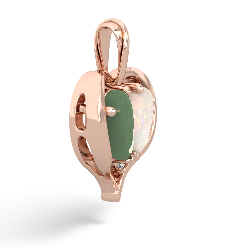 Jade Two Become One 14K Rose Gold pendant P5330