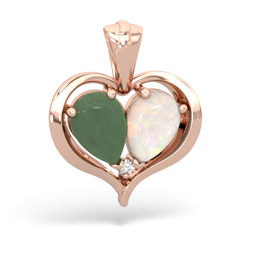 Jade Two Become One 14K Rose Gold pendant P5330