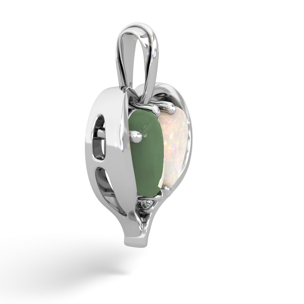 Jade Two Become One 14K White Gold pendant P5330