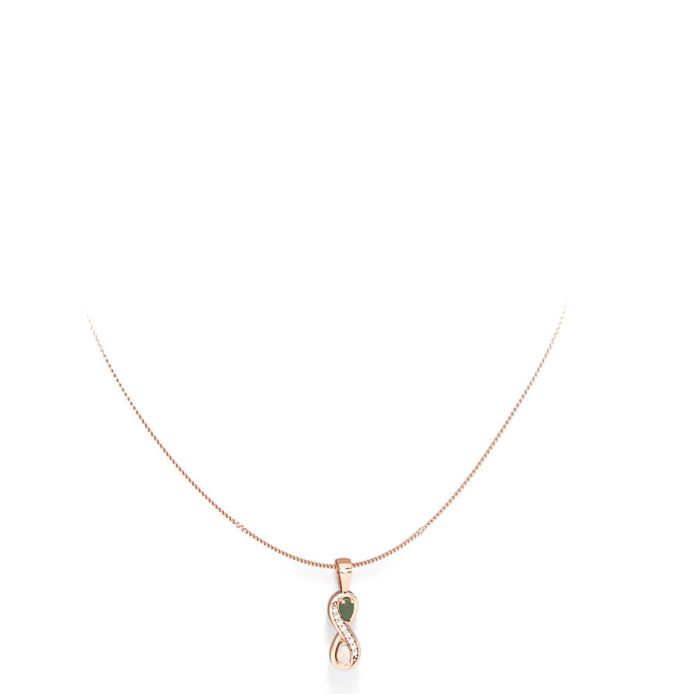 Jade Diamond Infinity 14K Rose Gold pendant P5390