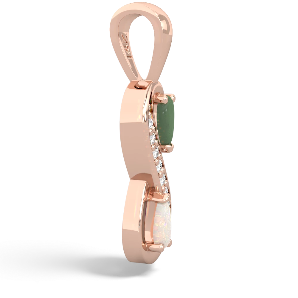 Jade Diamond Infinity 14K Rose Gold pendant P5390