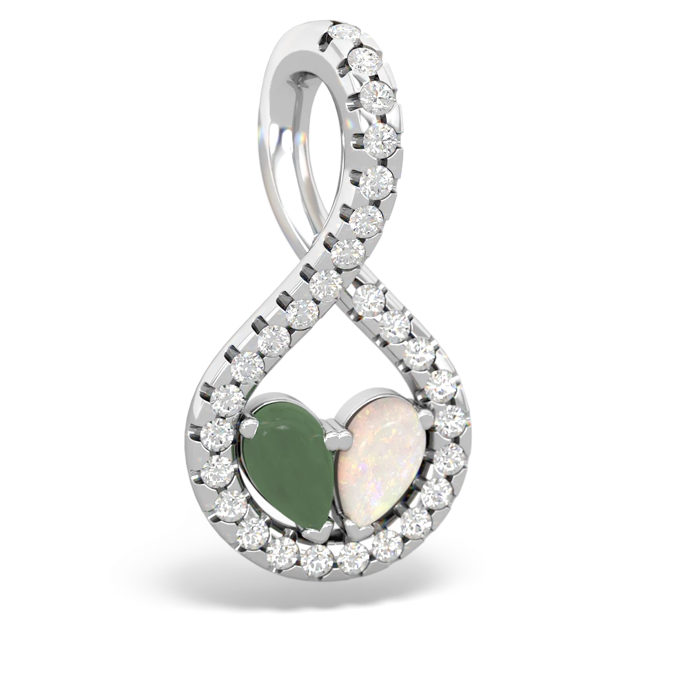 Jade Pave Twist 'One Heart' 14K White Gold pendant P5360