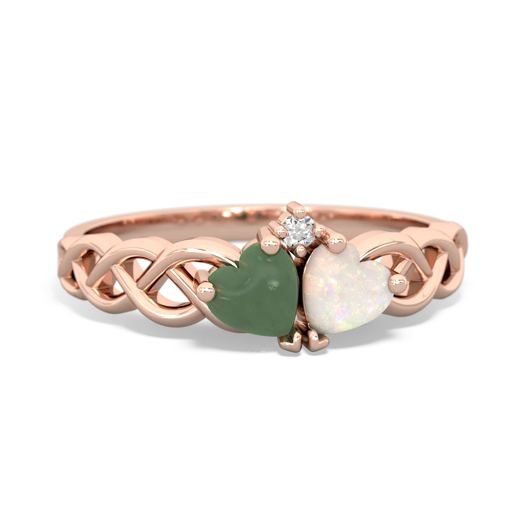 Jade Heart To Heart Braid 14K Rose Gold ring R5870