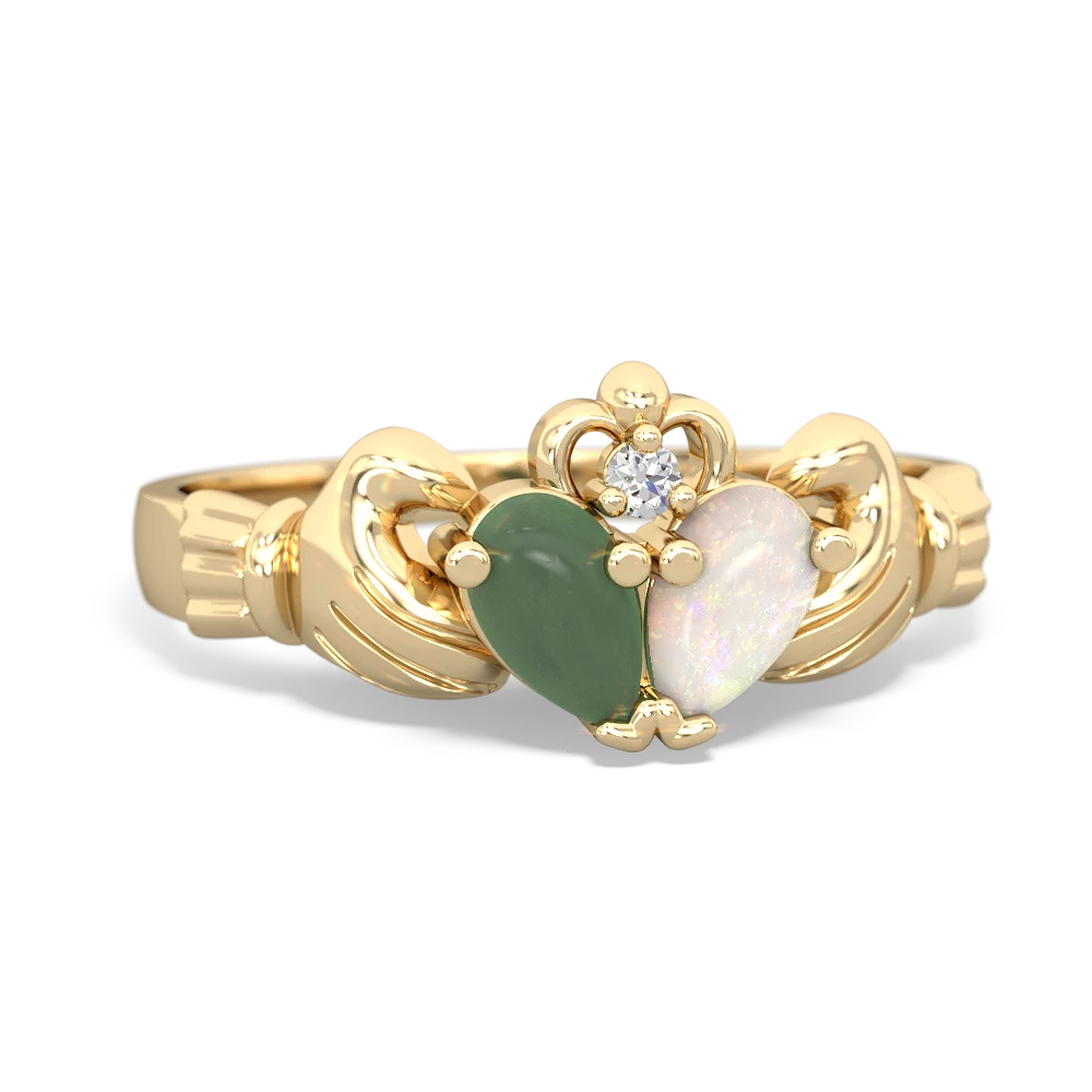 Jade 'Our Heart' Claddagh 14K Yellow Gold ring R2388