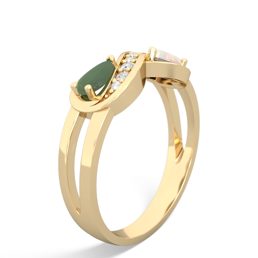 Jade Diamond Infinity 14K Yellow Gold ring R5390