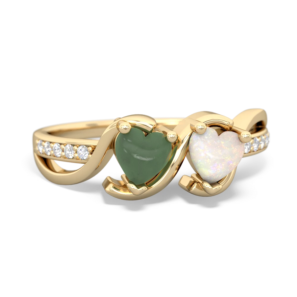 Jade Side By Side 14K Yellow Gold ring R3090