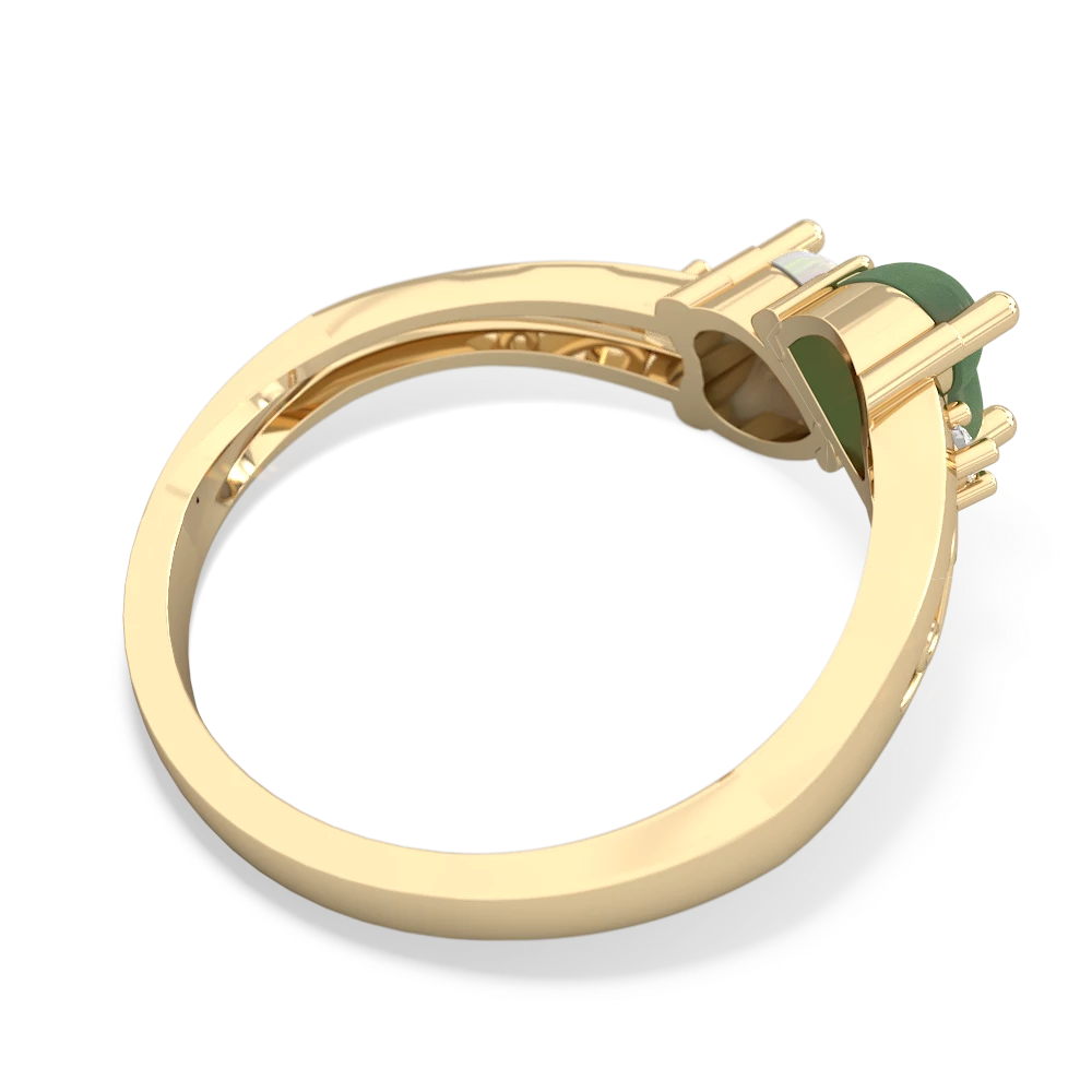 Jade Snuggling Hearts 14K Yellow Gold ring R2178