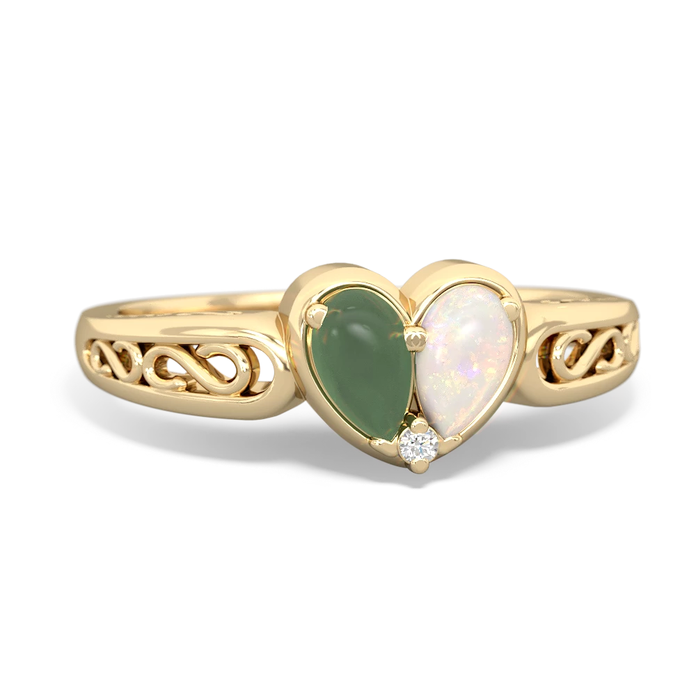 Jade Filligree 'One Heart' 14K Yellow Gold ring R5070