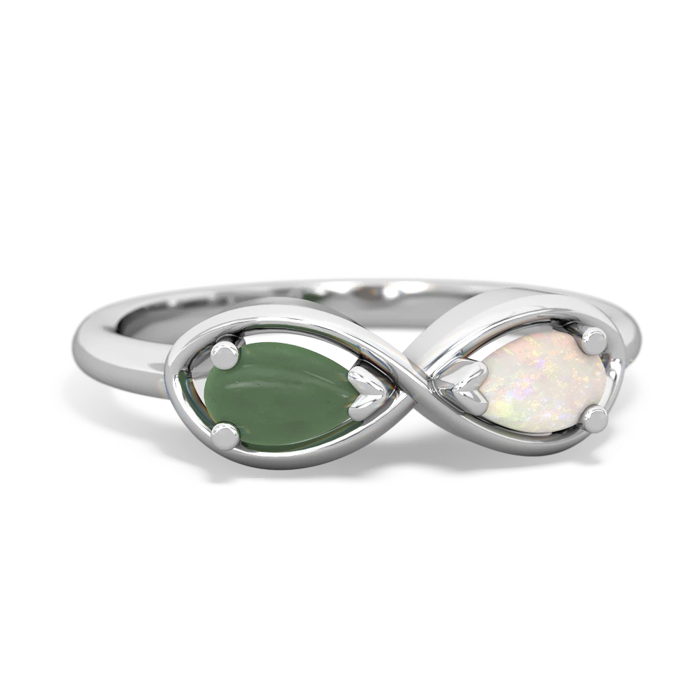 Jade Infinity 14K White Gold ring R5050