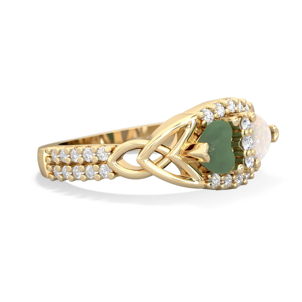 Jade Sparkling Celtic Knot 14K Yellow Gold ring R2645