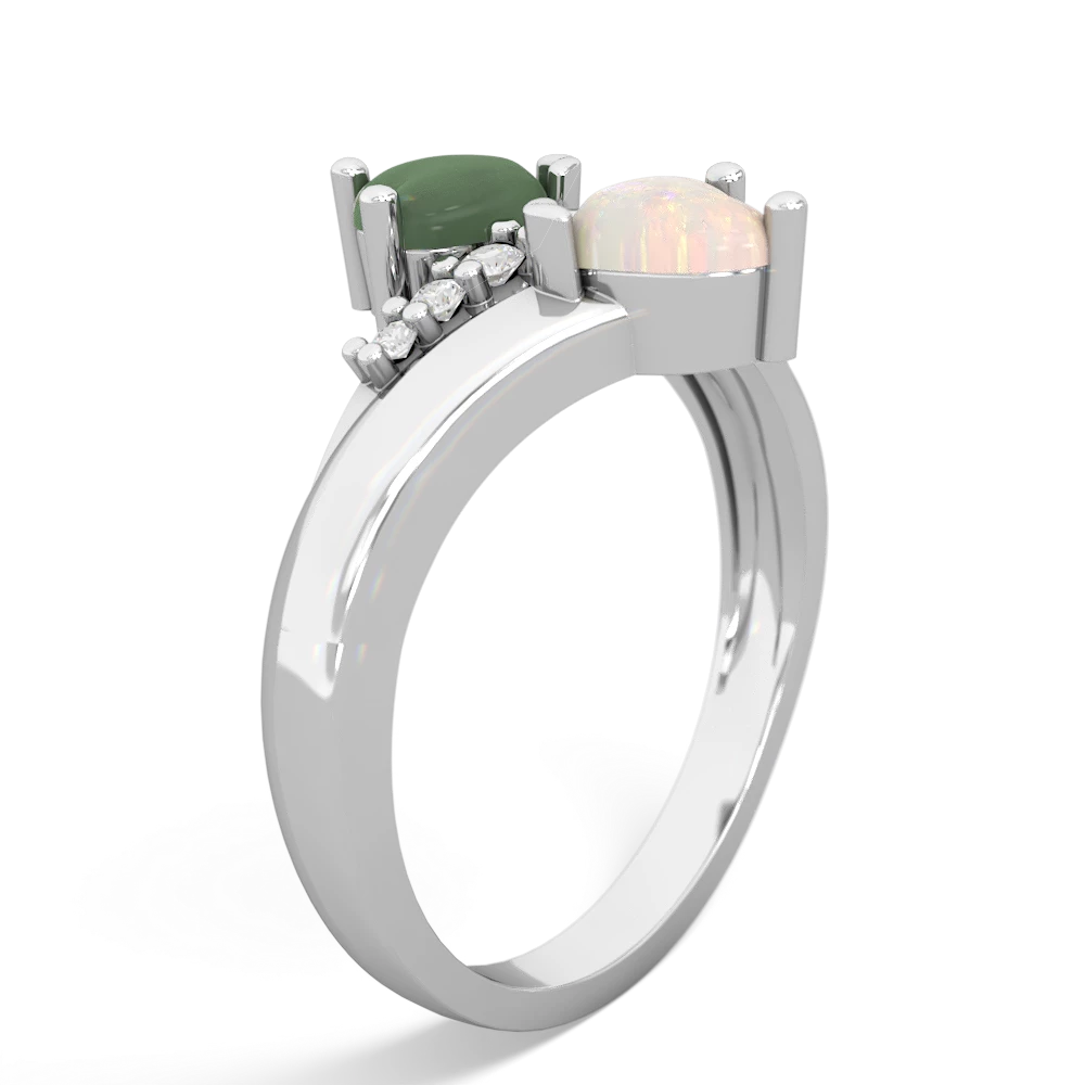 Jade Heart To Heart 14K White Gold ring R2064