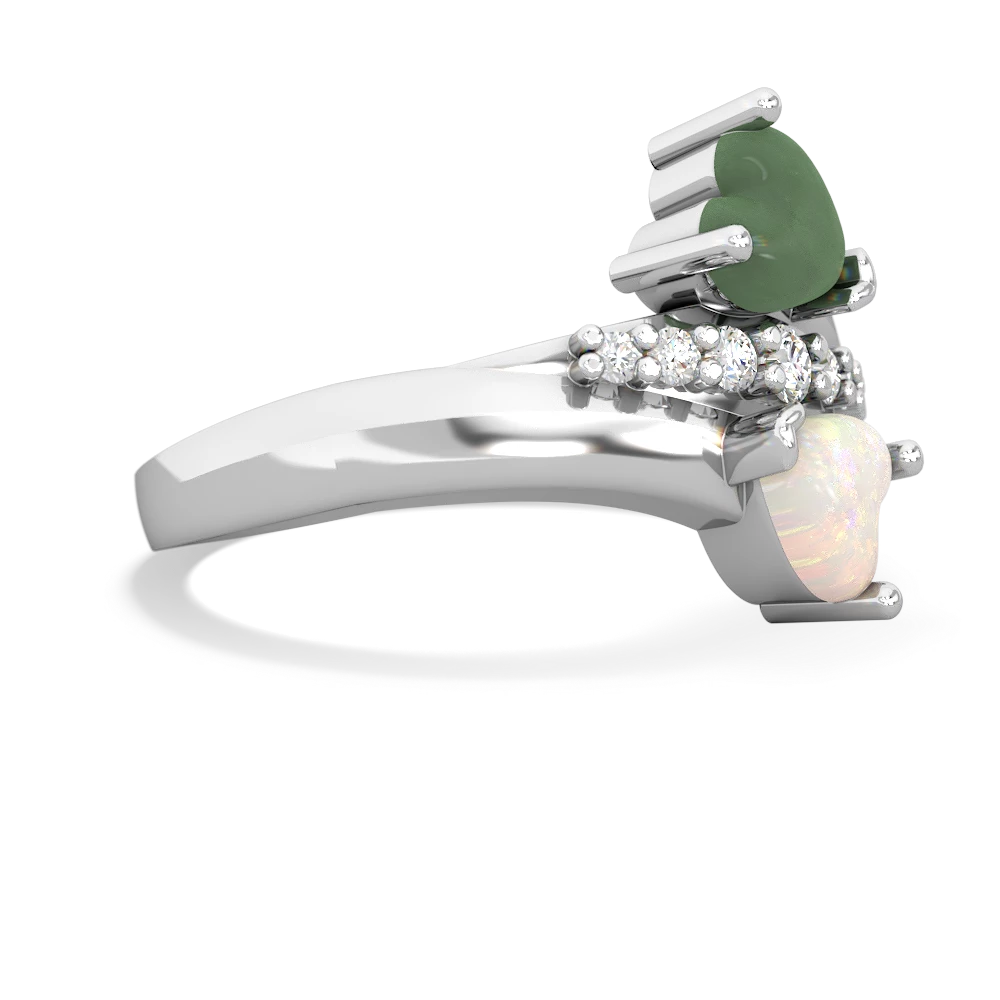 Jade Heart To Heart 14K White Gold ring R2064