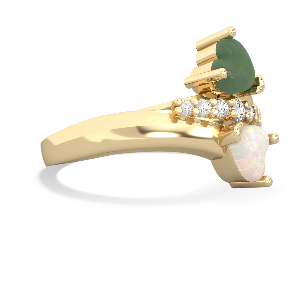 Jade Heart To Heart 14K Yellow Gold ring R2064