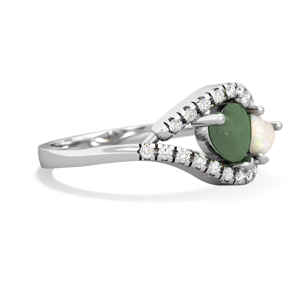 Jade Mother And Child 14K White Gold ring R3010