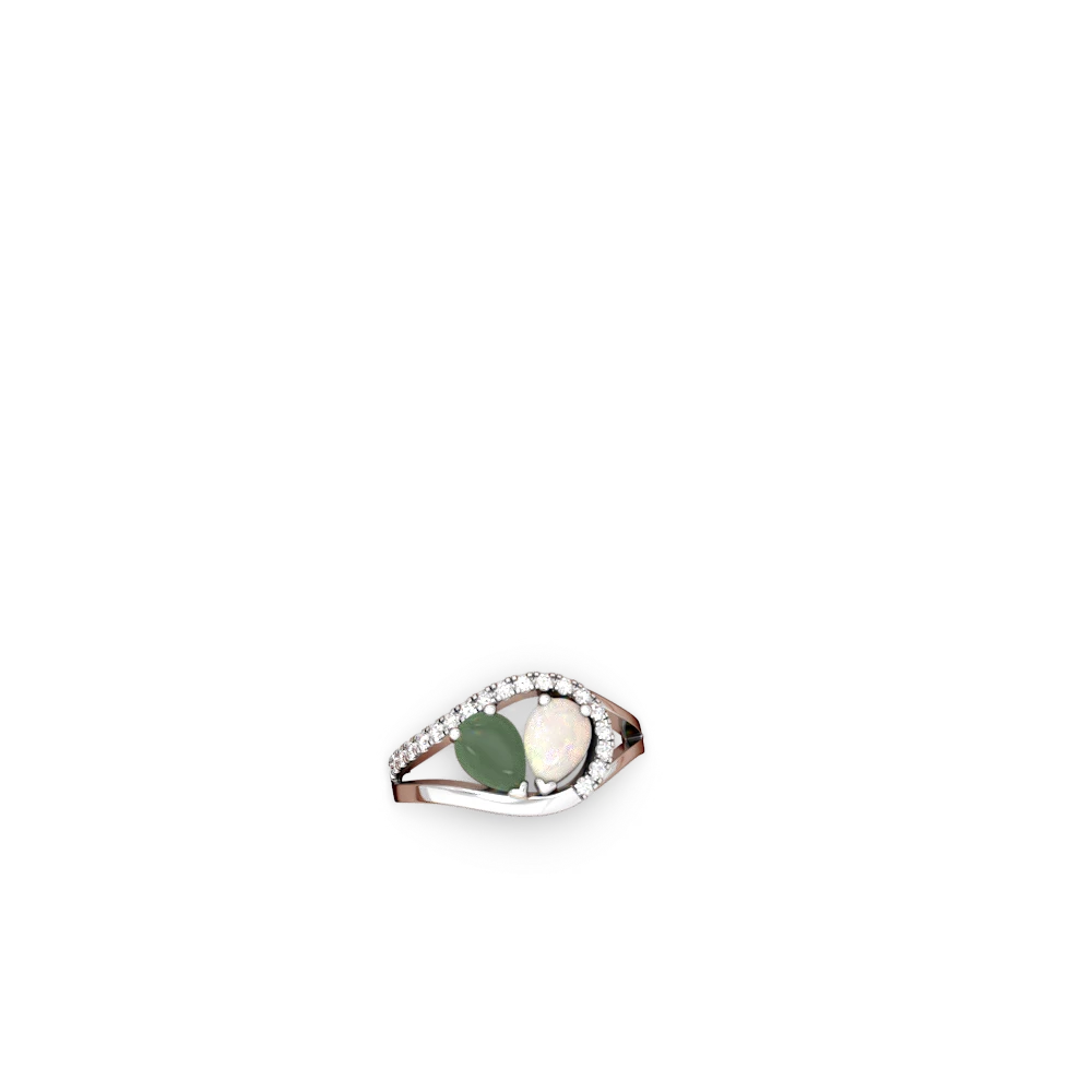 Jade Nestled Heart Keepsake 14K White Gold ring R5650