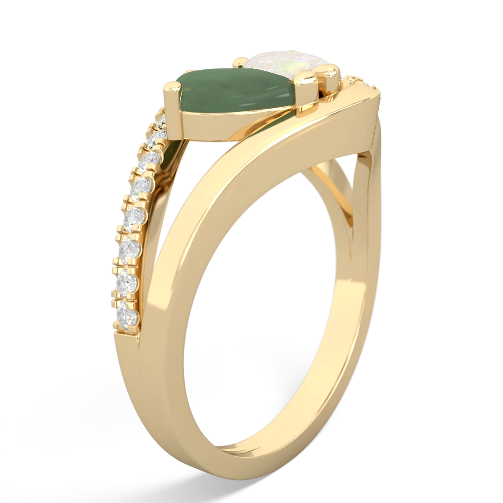 Jade Nestled Heart Keepsake 14K Yellow Gold ring R5650