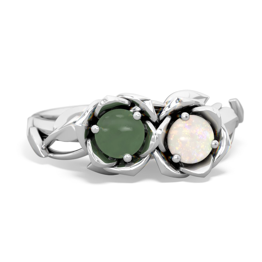 Jade Rose Garden 14K White Gold ring R5510