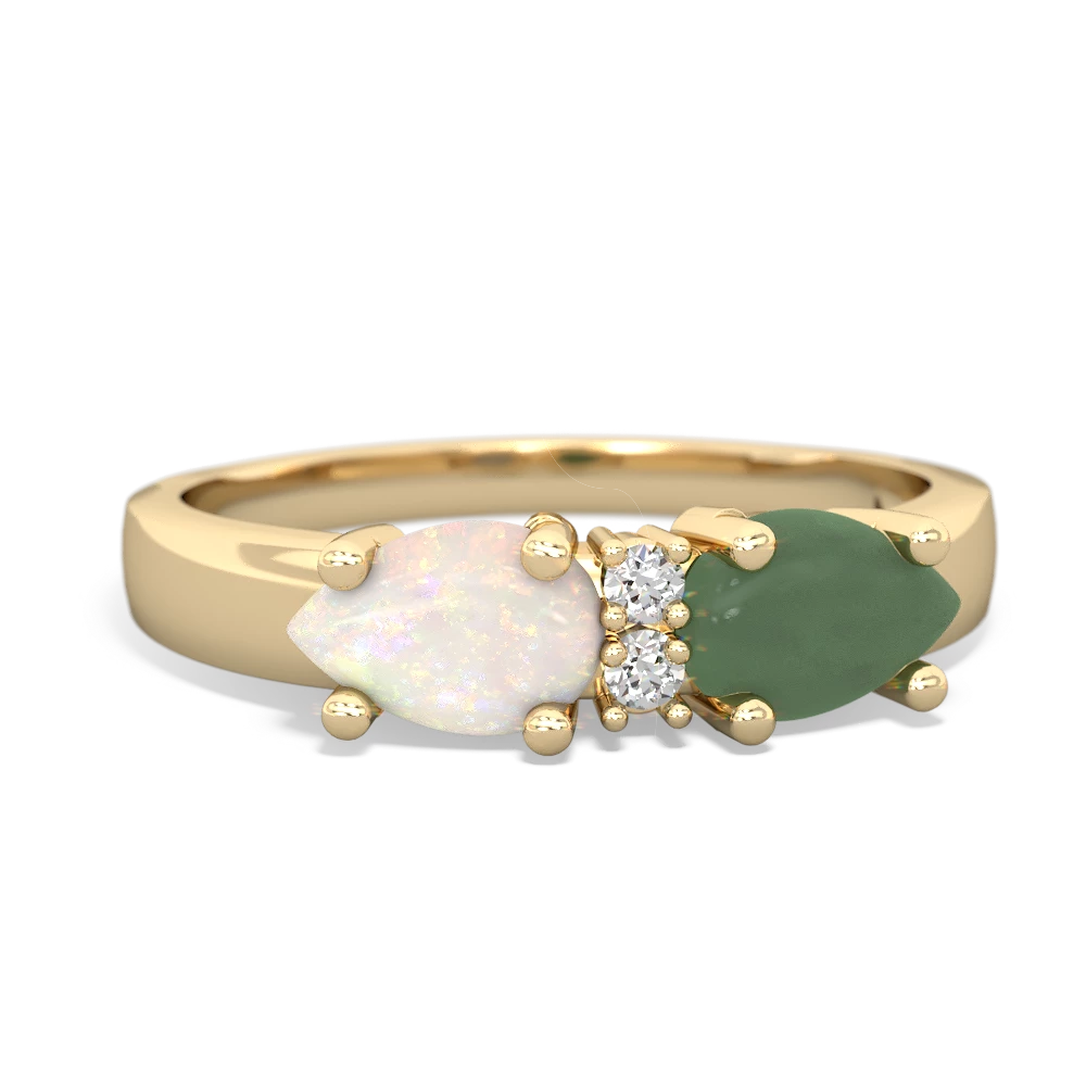 Jade Pear Bowtie 14K Yellow Gold ring R0865