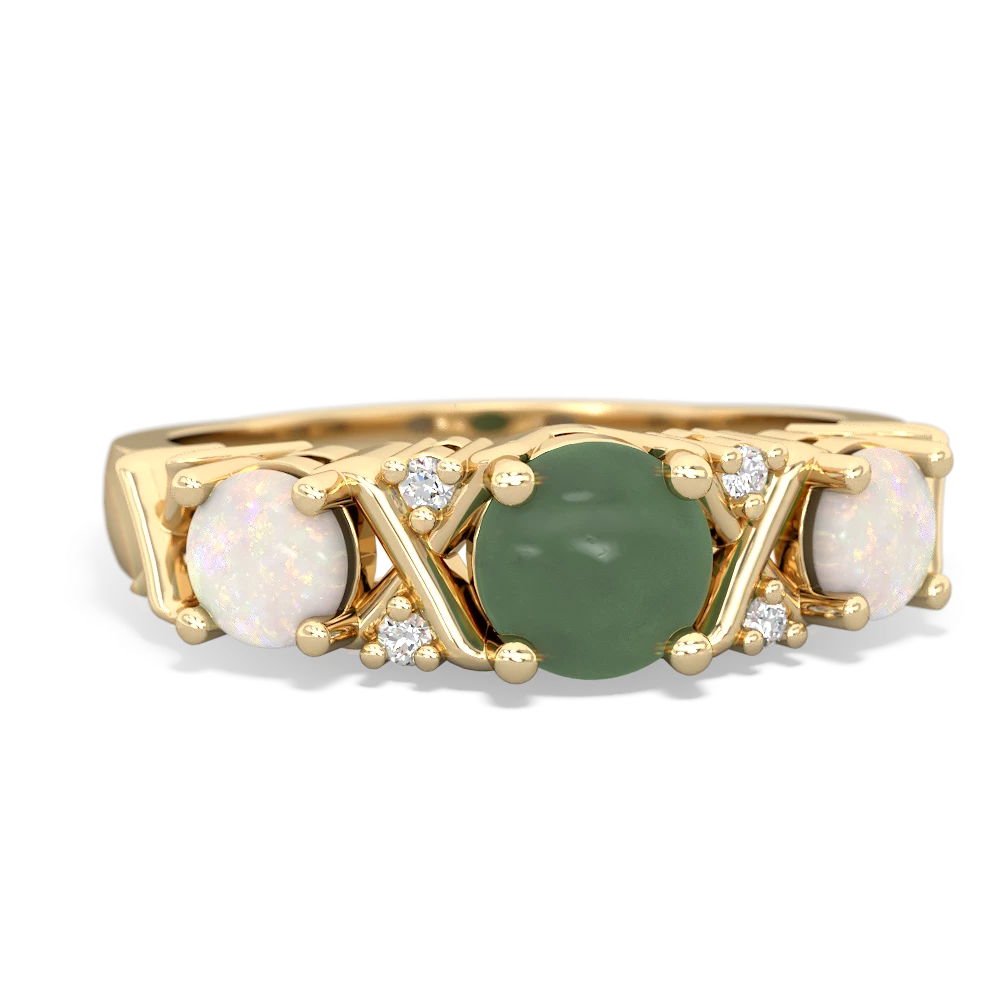 Jade Hugs And Kisses 14K Yellow Gold ring R5016