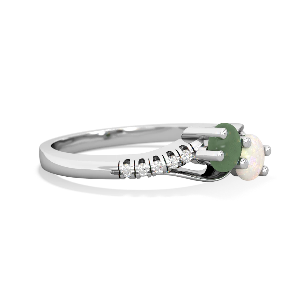 Jade Infinity Pave Two Stone 14K White Gold ring R5285