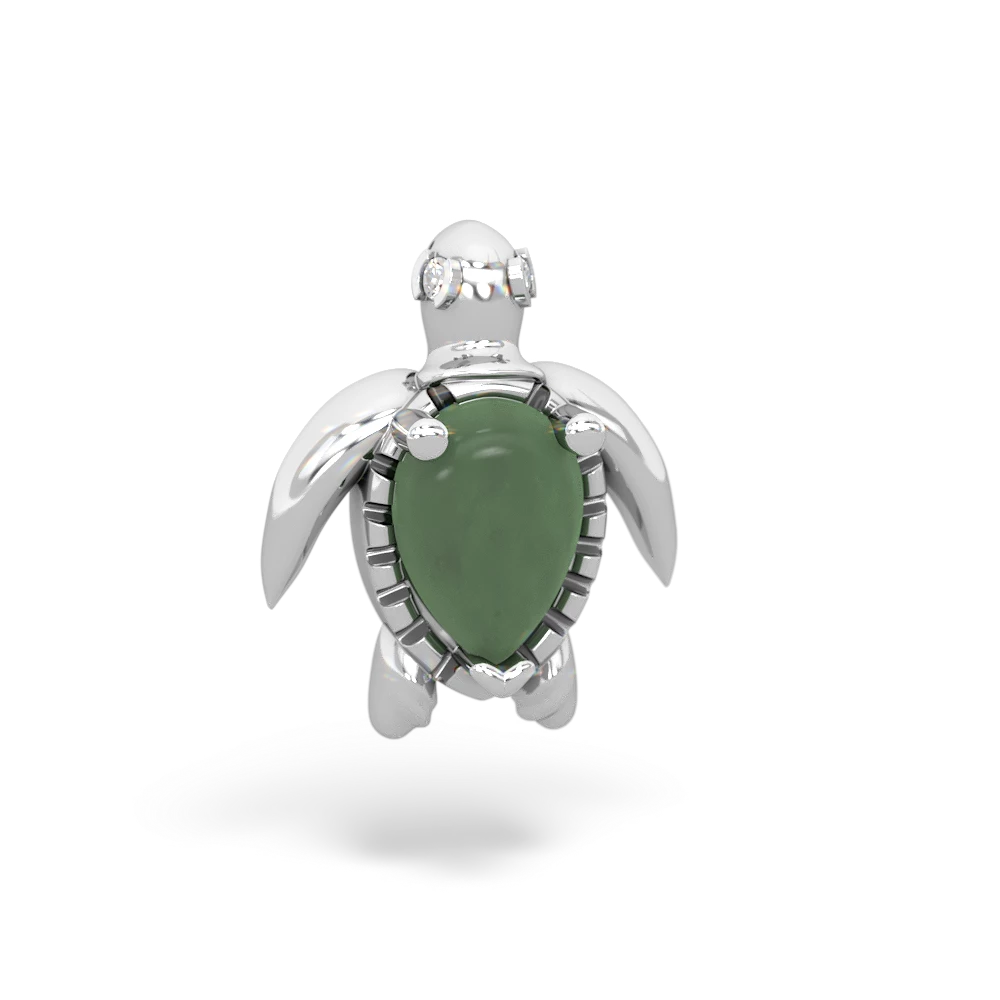 Jade Baby Sea Turtle 14K White Gold pendant P5241