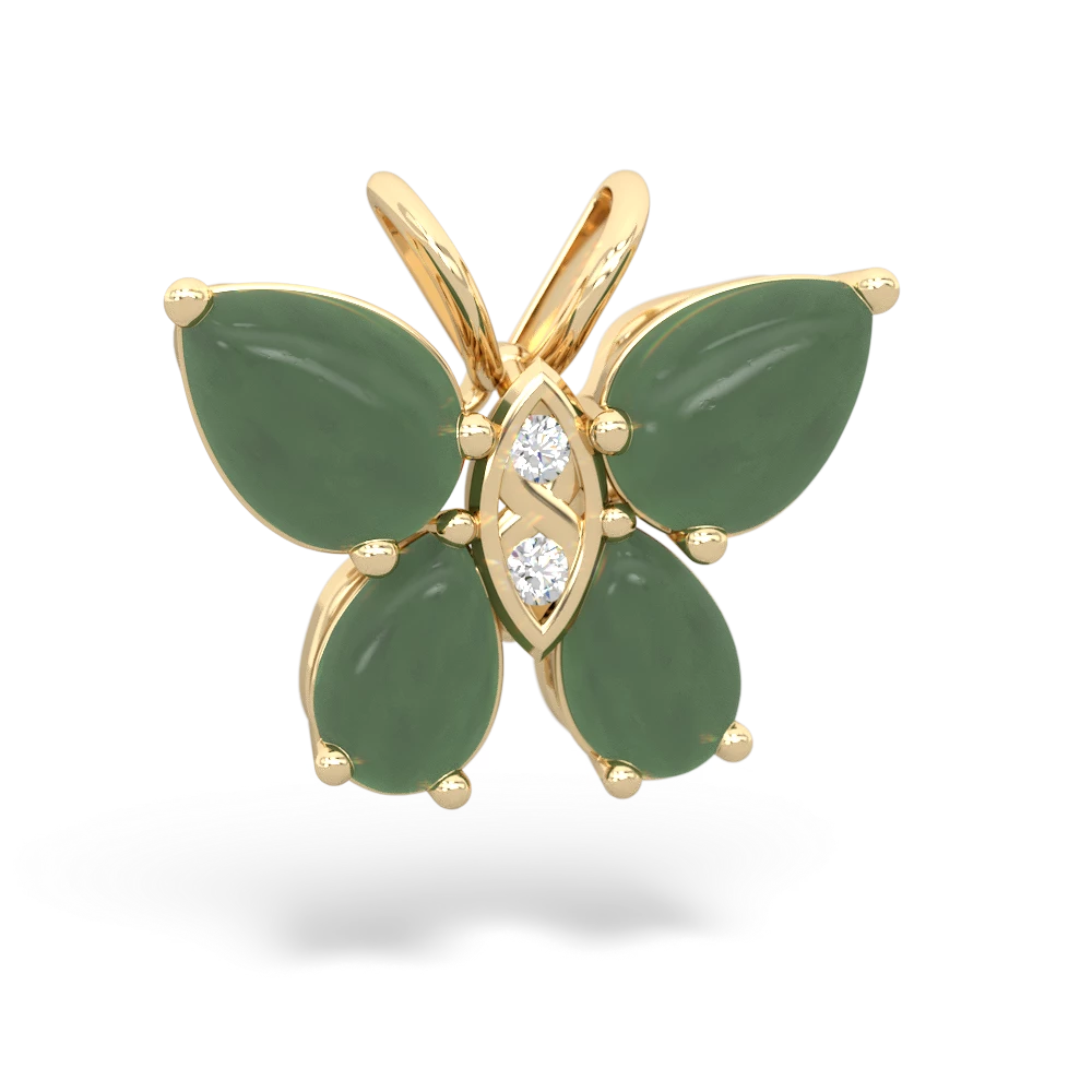 Jade Butterfly 14K Yellow Gold pendant P2215