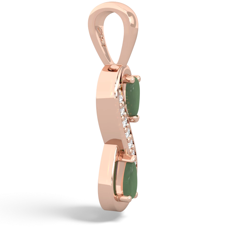 Jade Diamond Infinity 14K Rose Gold pendant P5390