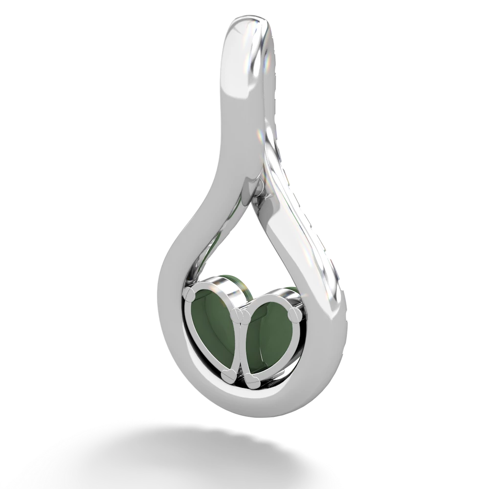 Jade Pave Twist 'One Heart' 14K White Gold pendant P5360