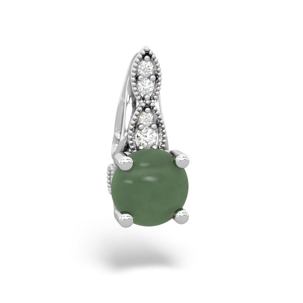 Jade Antique Elegance 14K White Gold pendant P3100