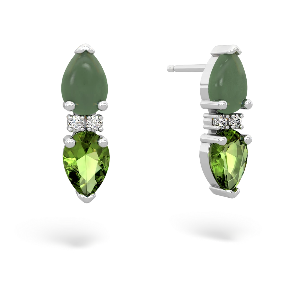 Jade Bowtie Drop 14K White Gold earrings E0865