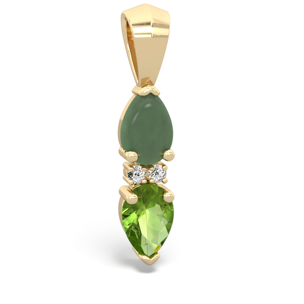 Jade Bowtie Drop 14K Yellow Gold pendant P0865